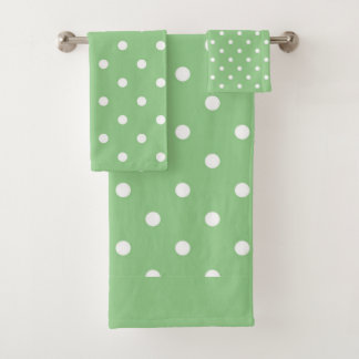 Green Apple Polka Dot Bath Towel Set