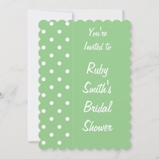 Green Apple Polka Dot Invitation Template (Front)