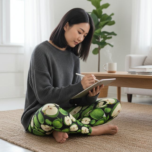 Green Apple Print Leggings (Green Apple Print Leggings)