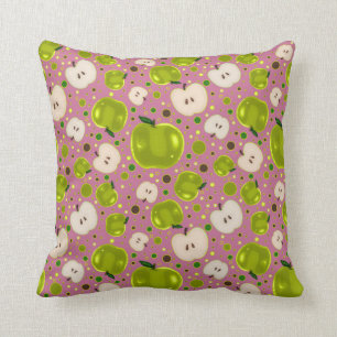 Green Apple Slices Pattern Cushion