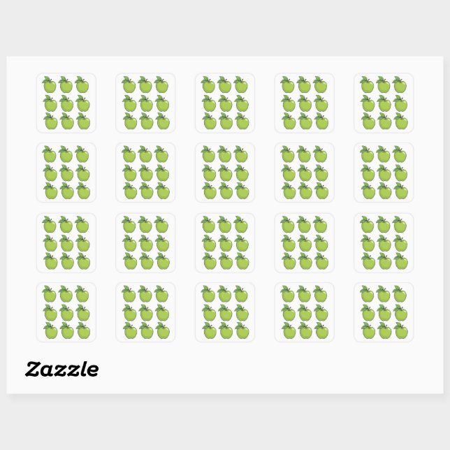 Green Apple Square Sticker (Sheet)