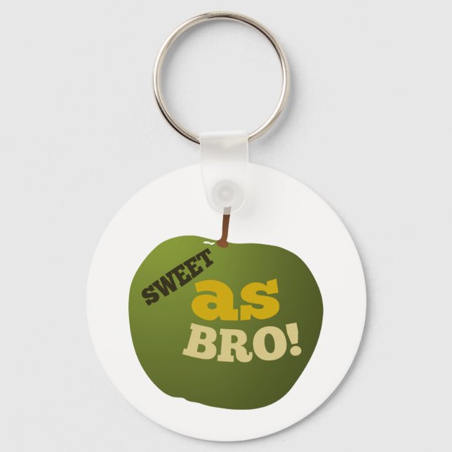 Green apple SWEET AS BRO Key Ring (Front)