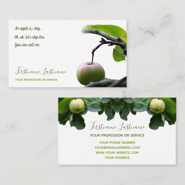Green apple tree doctor´s office medical centre business card (Front/Back)