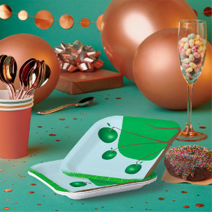 Green Apple Tree Paper Plate