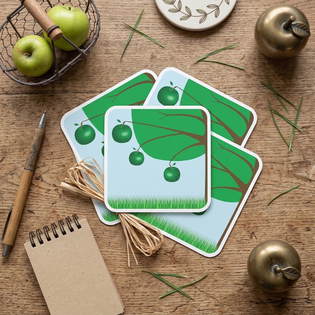 Green Apple Tree Square Sticker (Creator Uploaded)