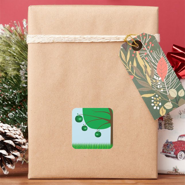 Green Apple Tree Square Sticker (Creator Uploaded)