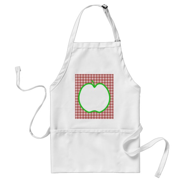 Green Apple with Red and White Check Pattern. Standard Apron (Front)