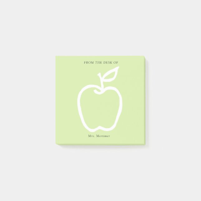Green Apple with Teacher From the Desk of 3 x 3 Post-it Notes (Front)