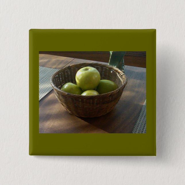 Green Apples 15 Cm Square Badge (Front)
