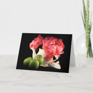 Green Apples And Peonies Greeting Cards