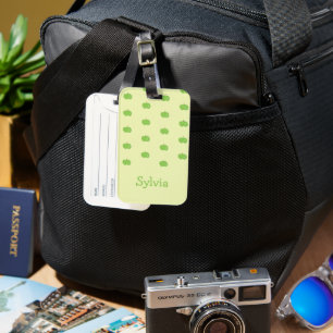 Green apples pattern monogram luggage tag