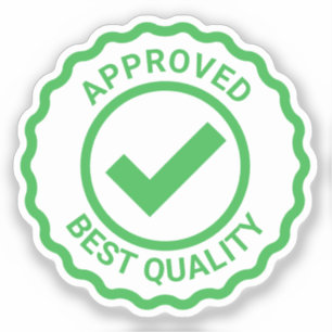 Green approval seal vinyl sticker with check mark
