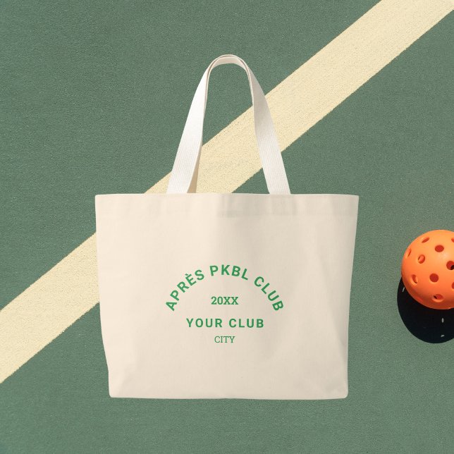 Green Après PKBL Club Crest Pickleball Large Tote Bag (Creator Uploaded)