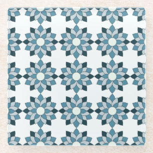 Green & Aqua Bloom Floral Pattern Coaster