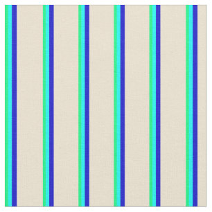 Green, Aqua, Blue, and Beige Stripes Fabric