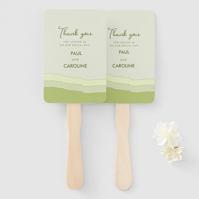 Green Aqua Gradient  Pastel Wedding Favours Modern Hand Fan (Front and Back)