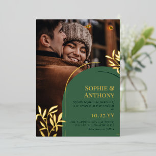 Green Arch Golden Greenery Photo Fall Wedding