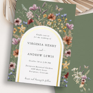 Green Arch Wedding Invitation Foil Invitation