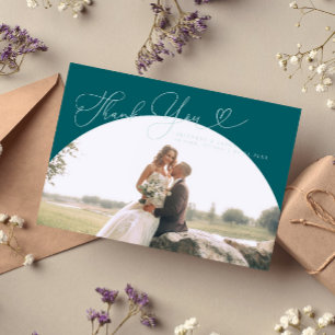 Green Arch Wedding Thank you Script Card