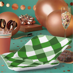 Green Argyle Diamond Pattern Paper Plate