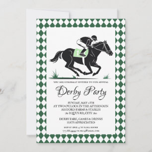 Green Argyle Kentucky Derby Horse Race Invitation