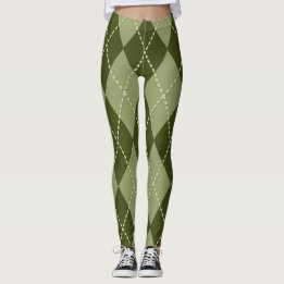 Green Argyle  Leggings