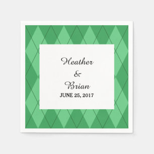 Green Argyle Paper Napkins