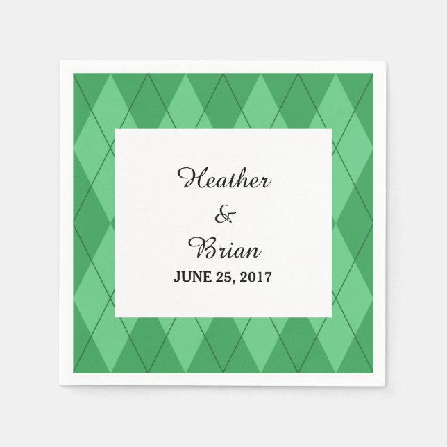 Green Argyle Paper Napkins (Front)
