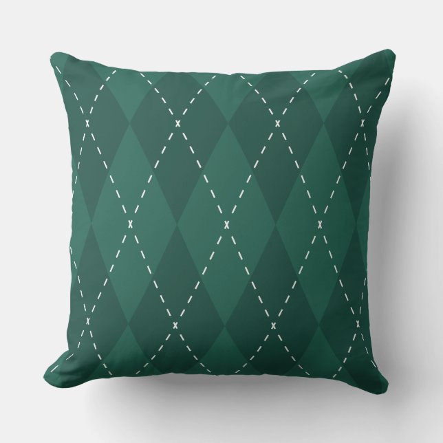 Green Argyle Pattern Accent Throw Pillow (Front)