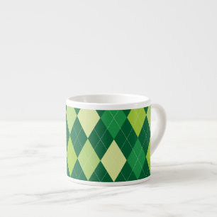 Green argyle pattern espresso cup