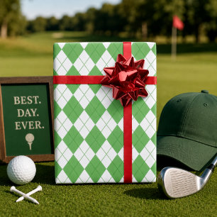 Green Argyle Pattern Golf  Wrapping Paper