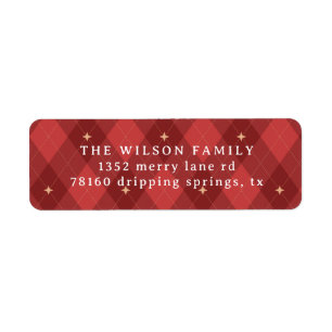 Green Argyle Pattern Holiday Greeting Classical Return Address Label