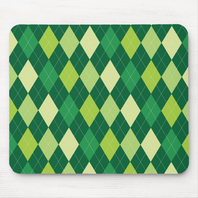 Green argyle pattern mouse pad (Front)