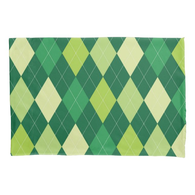 Green argyle pattern pillowcase (Front)