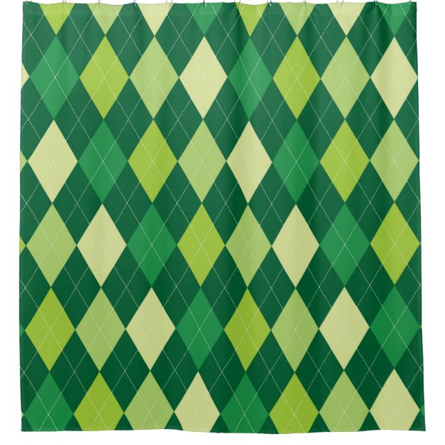 Green argyle pattern shower curtain (Front)