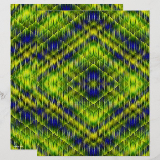 Green Argyle Scrapbook Paper 2-Sided Page (Front/Back)