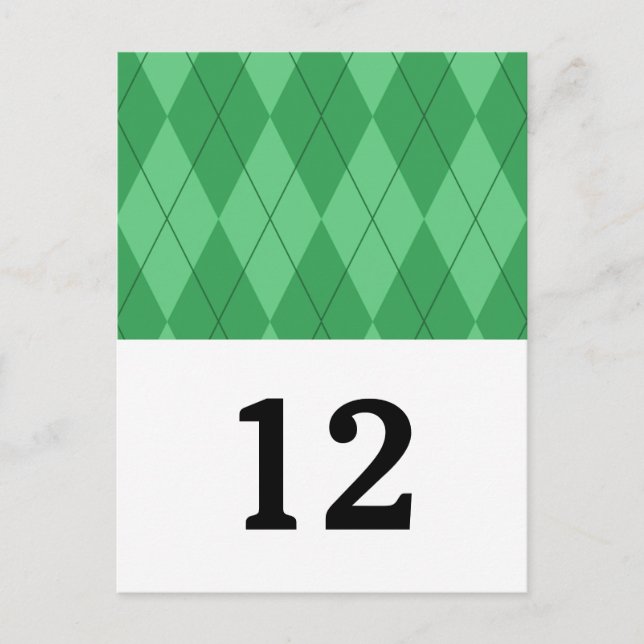 Green Argyle Table Number Postcard (Front)
