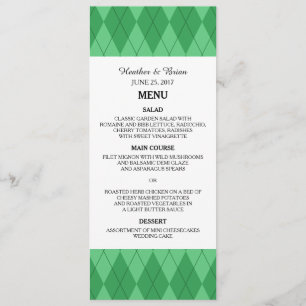 Green Argyle Wedding Menu