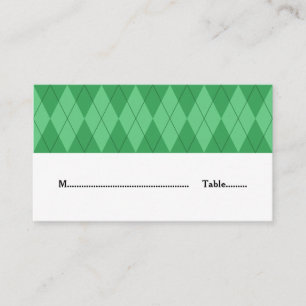 Green Argyle Wedding Place Card