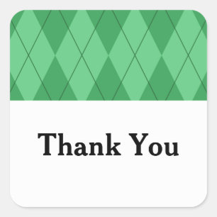 Green Argyle Wedding Thank You Stickers