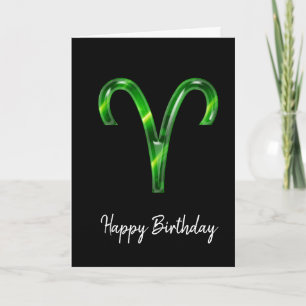 Green Aries Sign Birthday Card