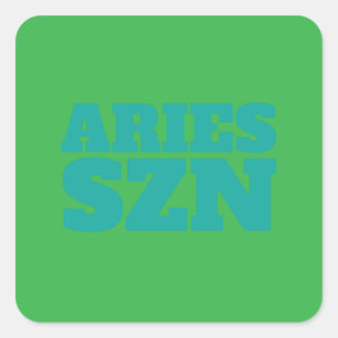 Green Aries SZN Cool Square Sticker