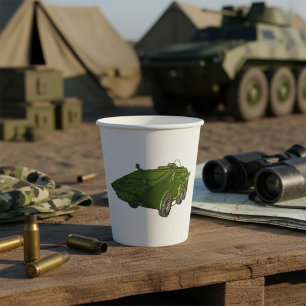 Green Armoured Military Vehicle Paper Cups