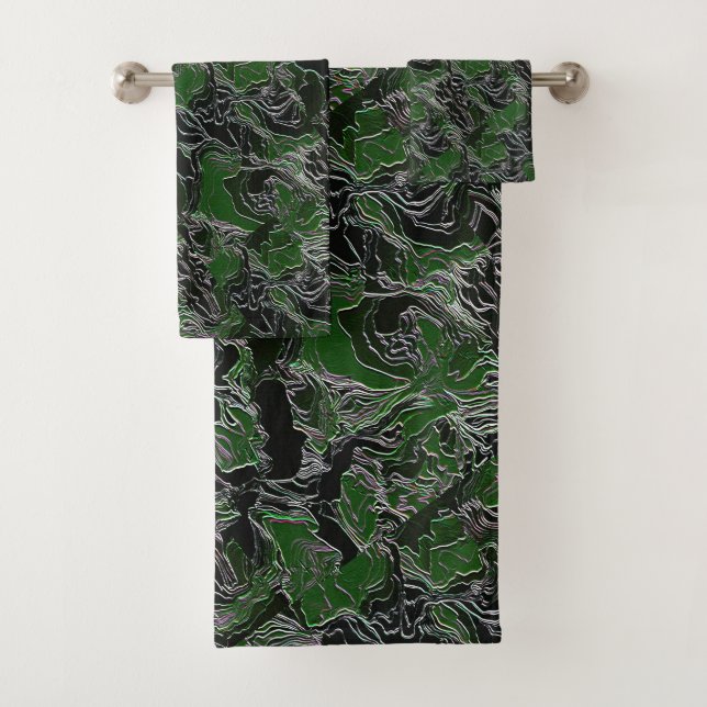 Green Army Camo Bath Towel Set (Insitu)