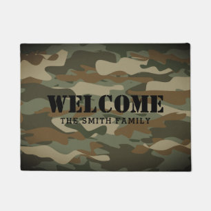 Green army camo military camouflage custom welcome doormat