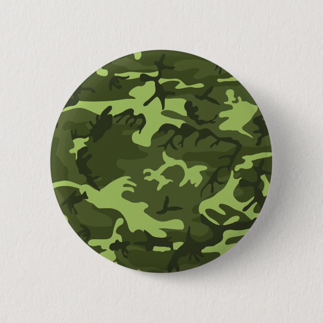Green army camouflage design 6 cm round badge (Front)