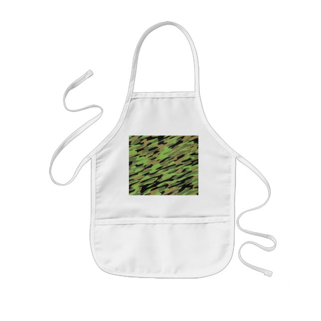 Green Army Camouflage Textured Kids Apron (Front)
