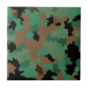 Green Army Jungle Camouflage Pattern Design Ceramic Tile