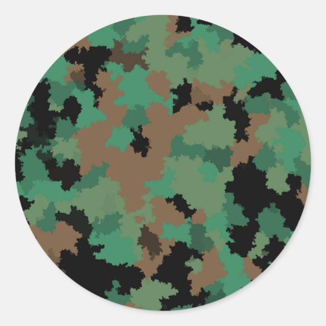 Green Army Jungle Camouflage Pattern Design  Classic Round Sticker (Front)