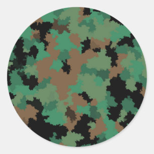 Green Army Jungle Camouflage Pattern Design Classic Round Sticker